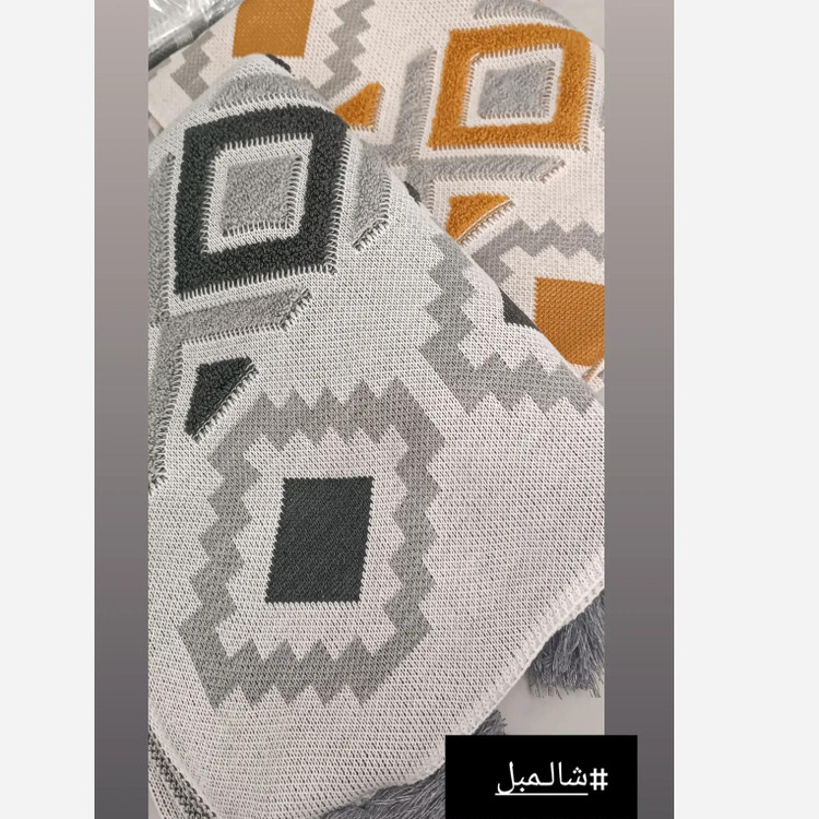 شال مبل طوسی طرح پانچ و تک رنگ