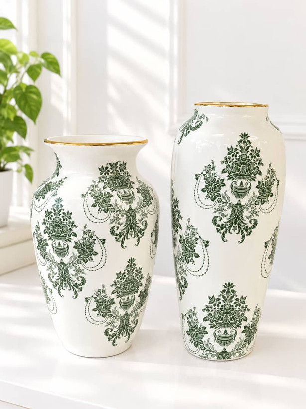 گلدان سرامیکی لاستر طلا 26و24سانتی