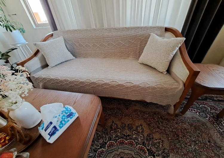شال مبل اکرلیک ترک حراجی رنگ کاپوچینو ابعاد 140*170