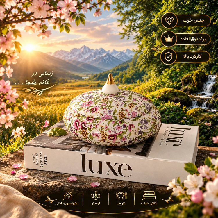 شکلات خوری سرامیکی لاستر طلا